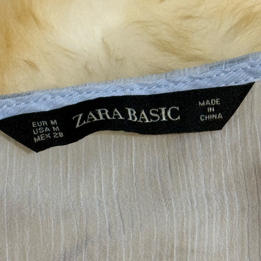 Zara Basic Light Blue Wrap Blouse (M) - image 4